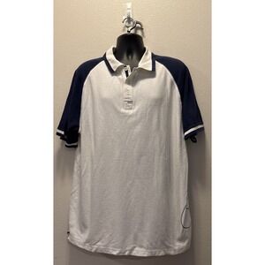 Nike Air Men's Size XXL Black/Navy‎ Blue Cotton Golf Patched Logo Polo Shirt